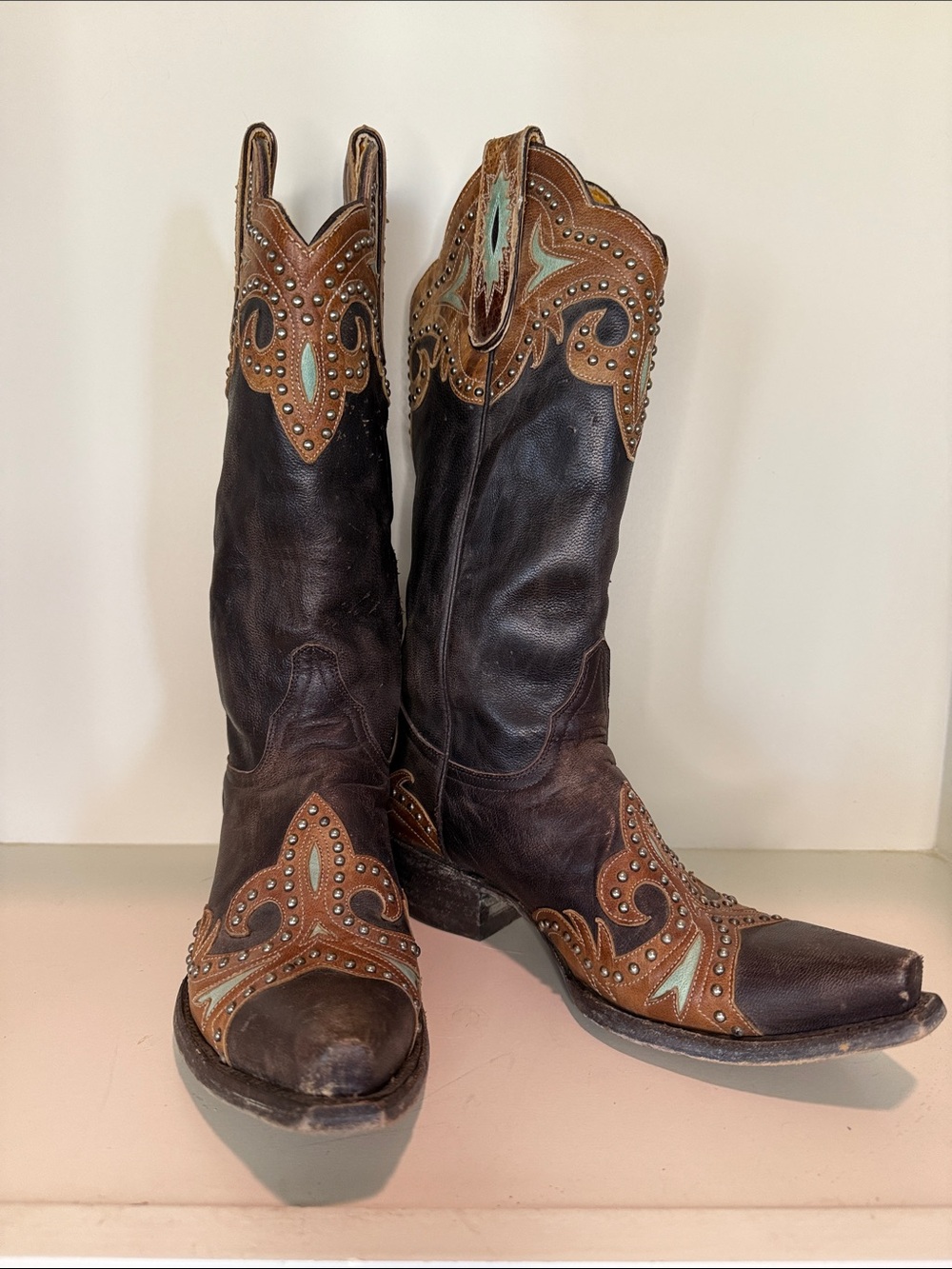 Old Gringo Brown and Tan Studded Western Leather Boots